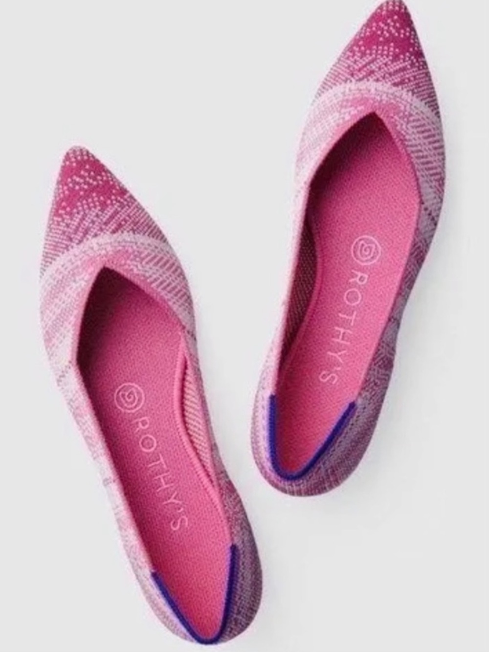 Rothy's Pink Plaid Limited Edition The Point Recycled Flats Size 9